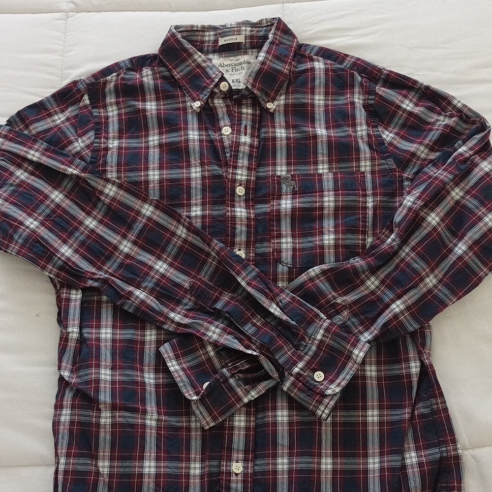 Ambercrombie & Fitch Muscle Button down Shirt Plaid Size XXL